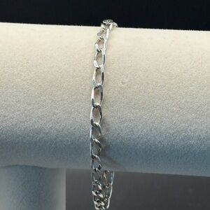 Italian 925 Sterling Silver Curb Link Bracelet 8” Classic Chain Italy 6g